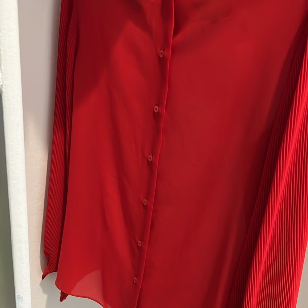 NWOT Classy, Sophisticated Pierre Cardin Red Blouse | Size 10 | Buttons on Back - Picture 5 of 11